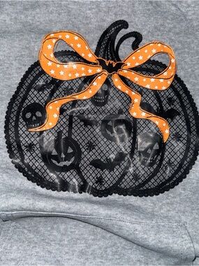 Coquette Pumpkin Bow Halloween Hoodie Gray Graphic hoodie size XL